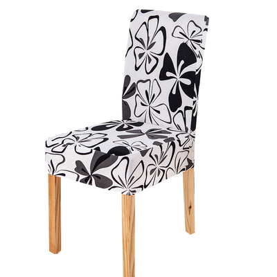 Floral Chair Cover (White-Black)