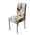 Beige Chair Cover with Gray and Orange Patterns