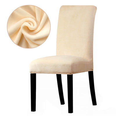 Ecru White Velvet Chair Cover