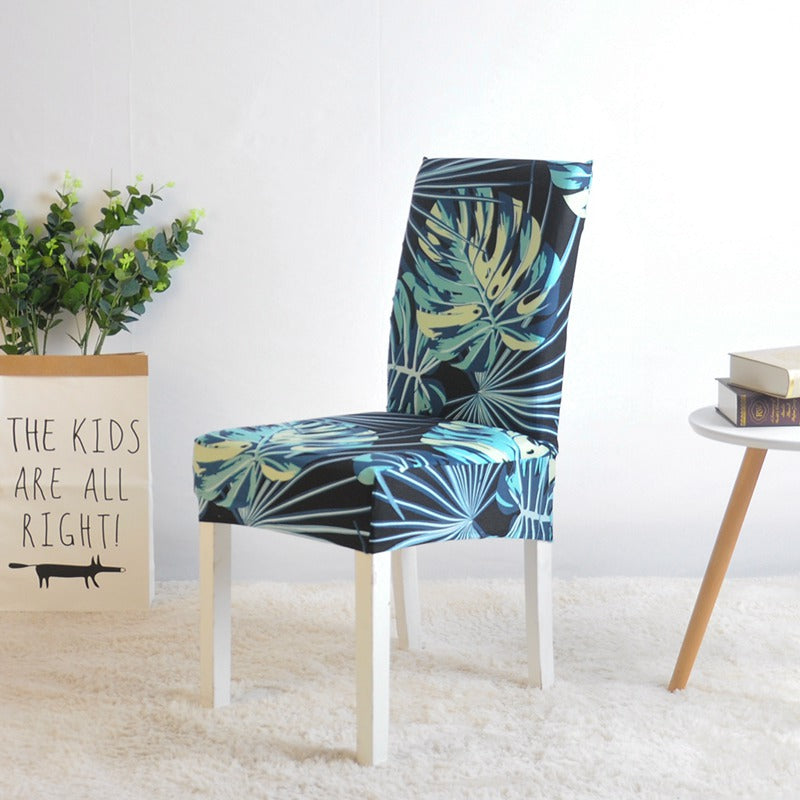 Floral Chair Cover (Navy Blue)