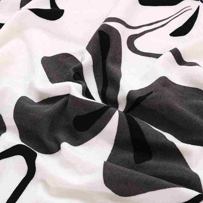 Floral Chair Cover (White-Black)