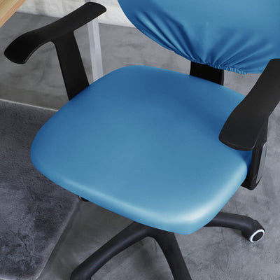 Sky Blue Leather Office Chair Cover