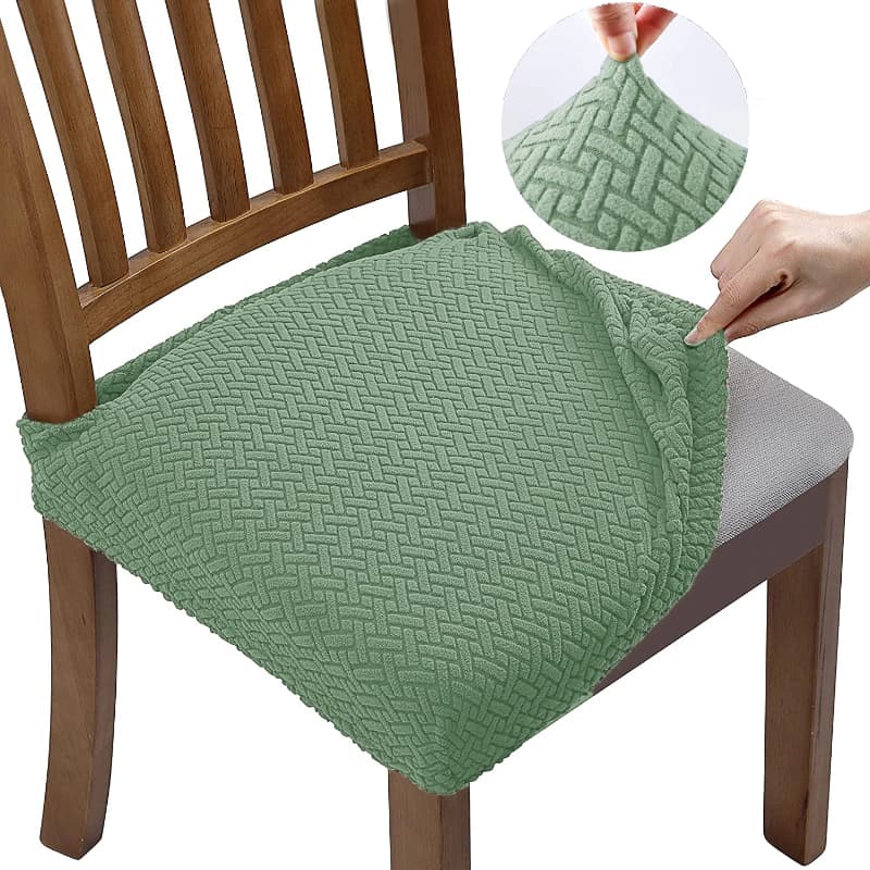 Almond Green Jacquard Chair Seat Cover
