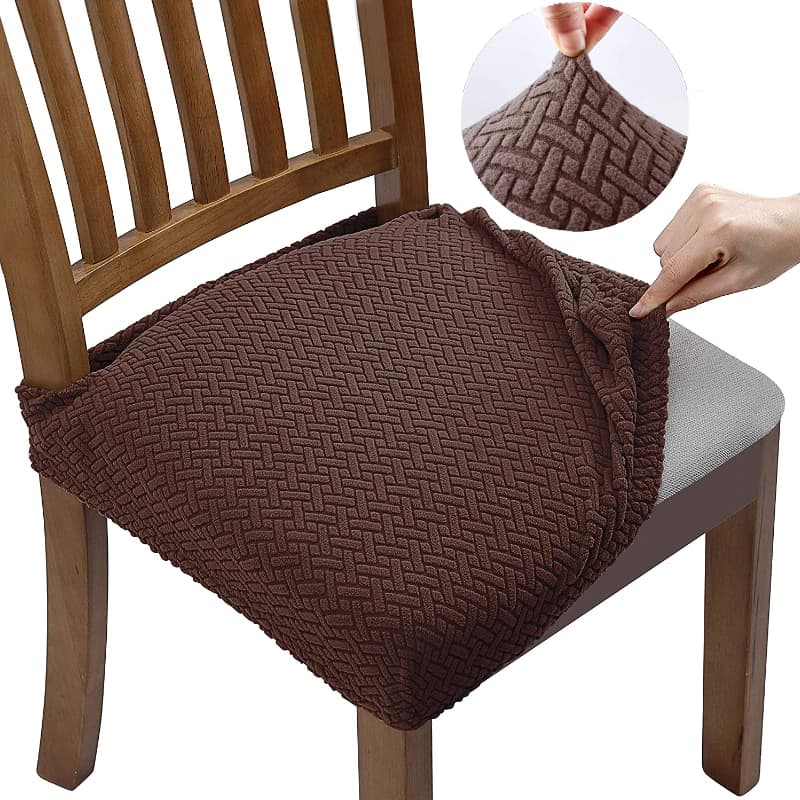 Coffee Jacquard Chair Seat Cover