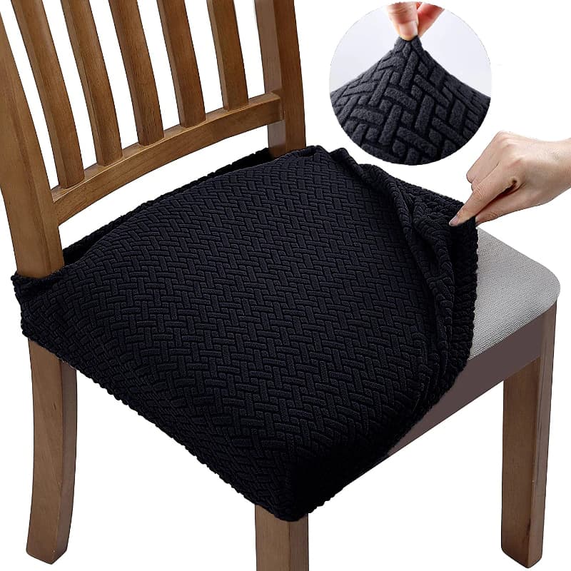 Black Jacquard Chair Seat Cover