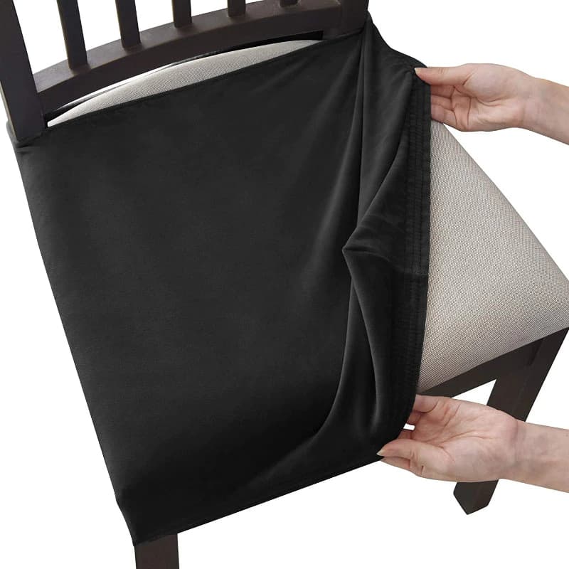 Black Velvet Chair Seat Cover