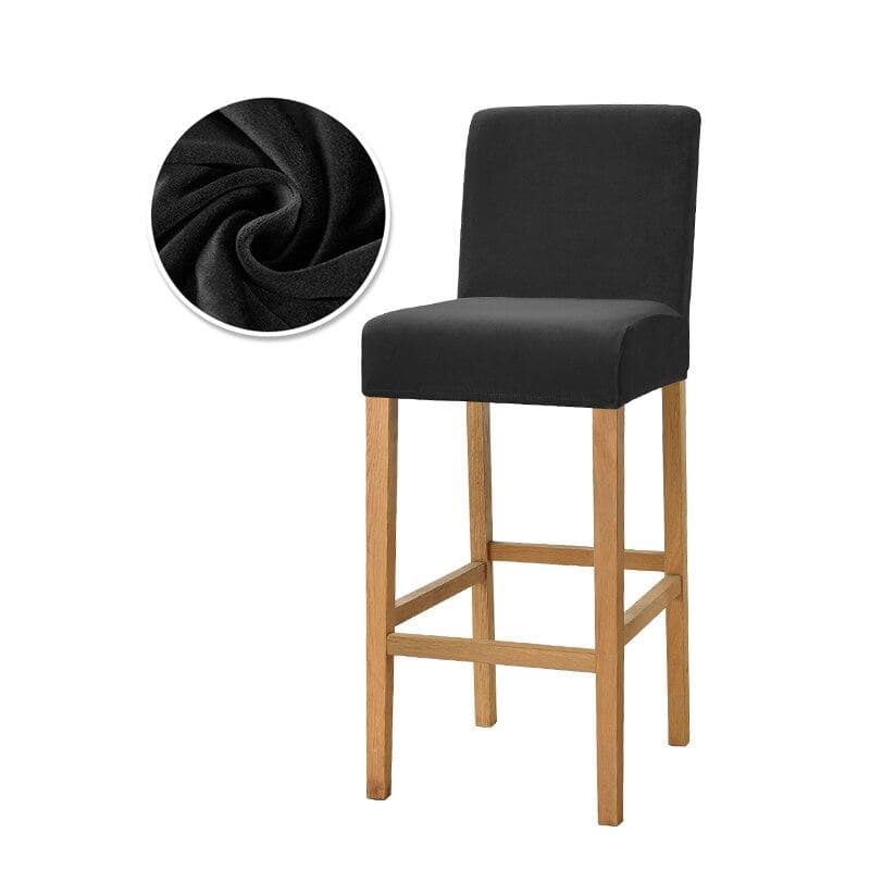 Night Black Velvet Bar Stool Cover