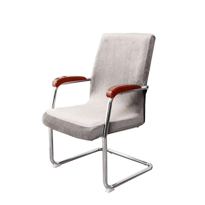 Steel Gray Velvet Office Chair Cover