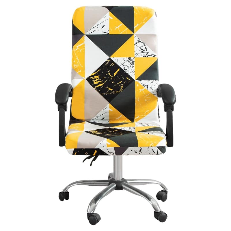 Black, White and Yellow Office Chair Cover