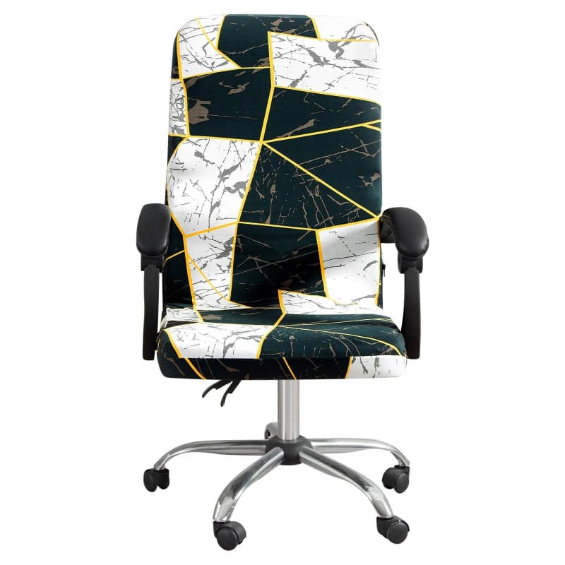 White and Dark Green Office Chair Cover