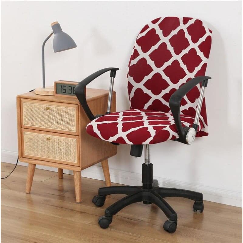 Dark Red and White Office Chair Cover