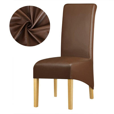 Coffee Brown Faux Leather Deluxe Chair Cover