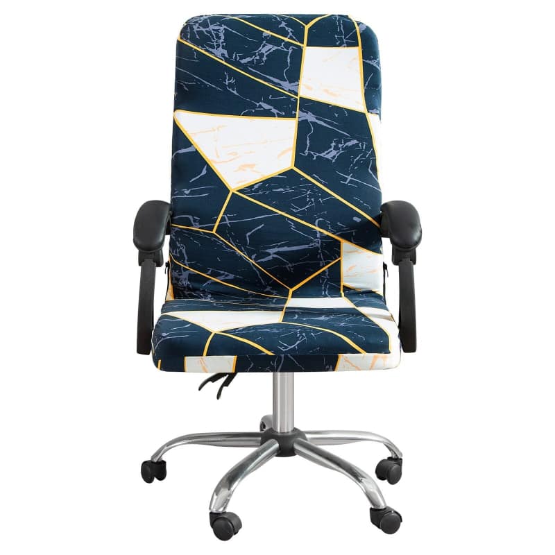 Office Chair Cover Navy Blue with White Patterns