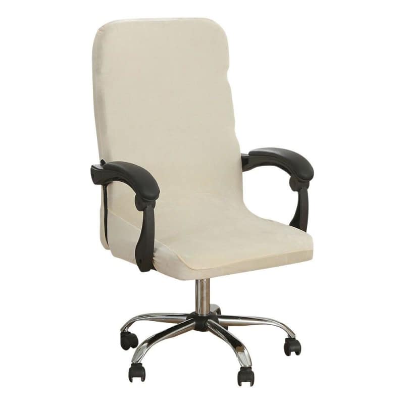 White Spring Velvet Office Chair Cover