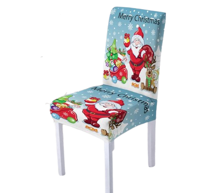 Chair Cover Merry Christmas Sky Blue