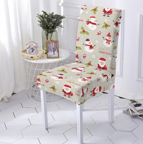 Gray Merry Christmas Chair Cover