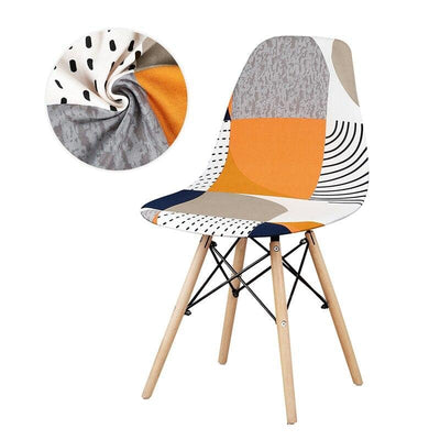 Scandinavian Chair Cover with White and Orange Patterns