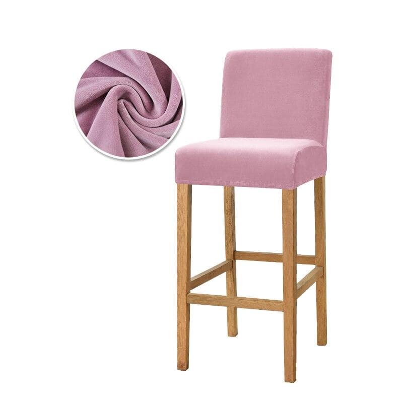 Pink Flower Velvet Bar Stool Cover