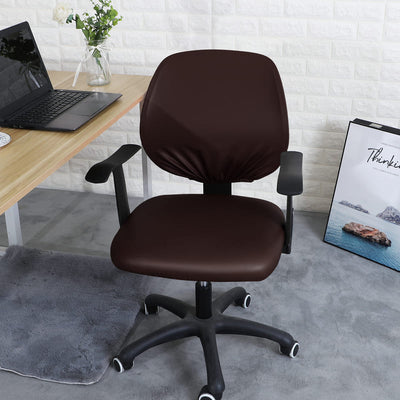 Coffee Leather Office Chair Cover