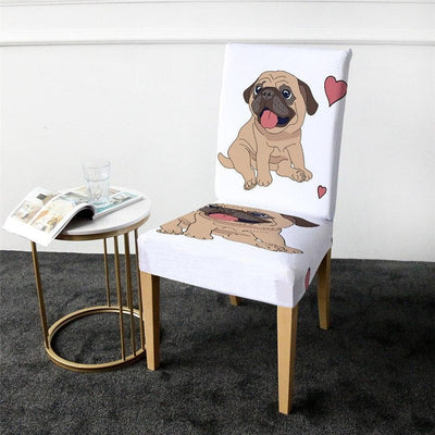 White Dog Pattern Chair Cover