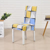 Yellow, White and Blue Checkerboard Pattern Chair Cover