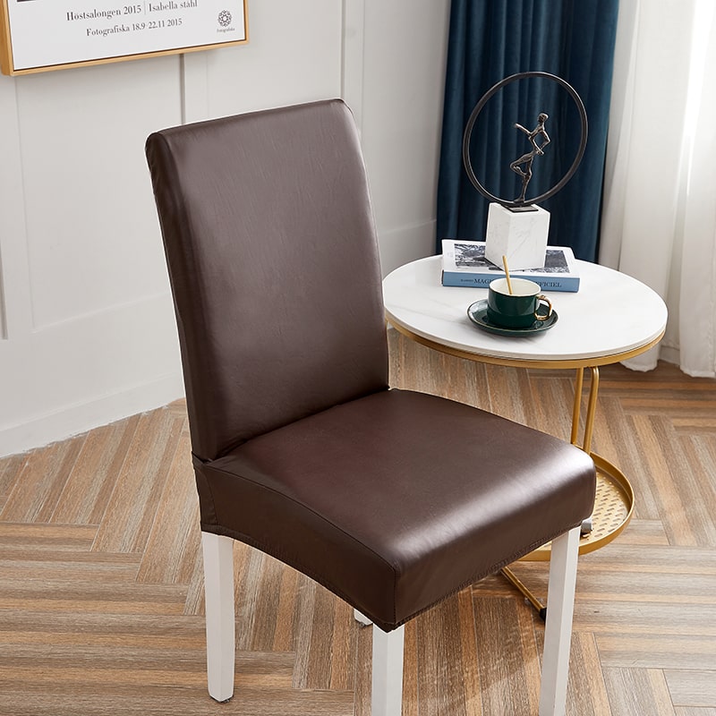 Brown Faux Leather Chair Cover