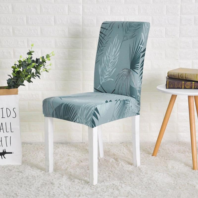 Green Chair Cover With Leaf Pattern