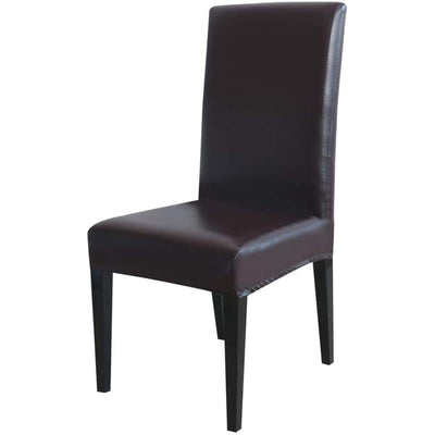 Dark Black Faux Leather Chair Cover