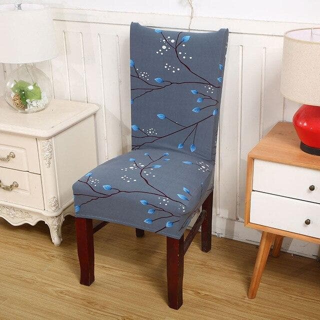 Blue Leaves Chair Cover