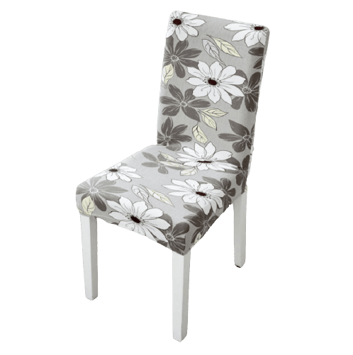 Gray Floral Chair Cover