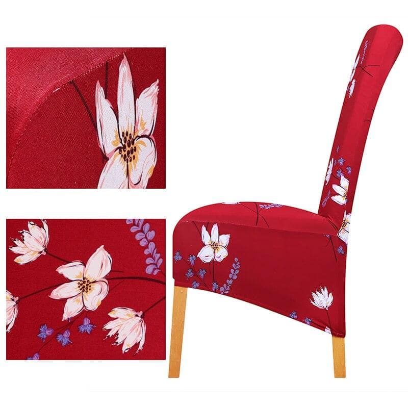 Large Chair Cover Red with White Flowers
