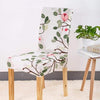 White Chair Cover with Green Leaves and Roses Liza