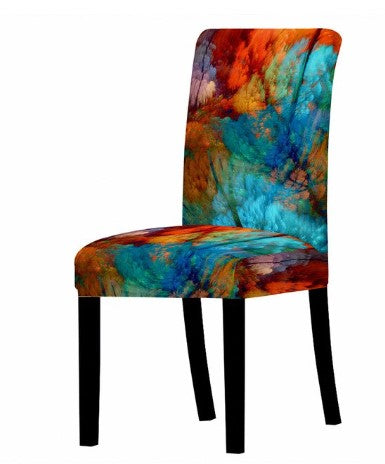 Blue Orange Marble Chair Cover