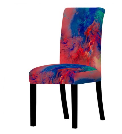 Red Blue Marbled Chair Cover