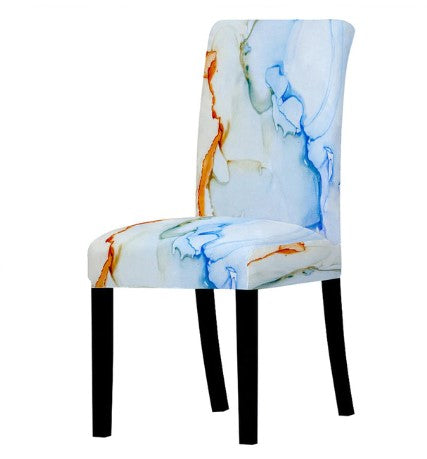 Blue Orange Marble Chair Cover