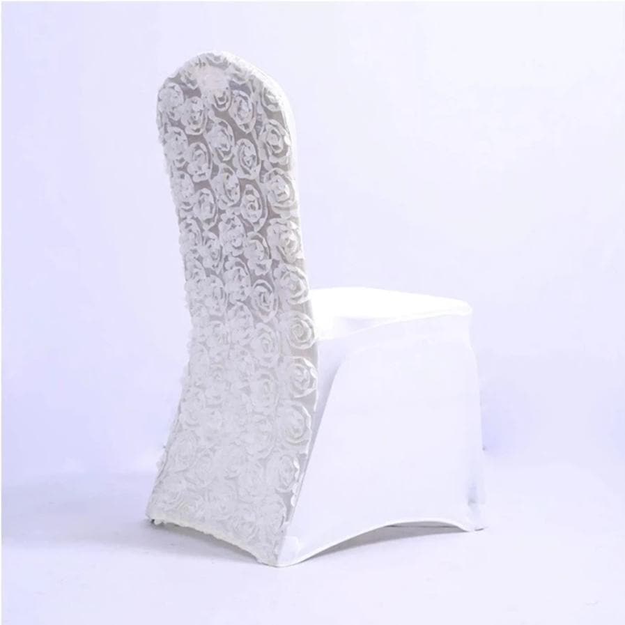 White Flower Wedding Chair Cover