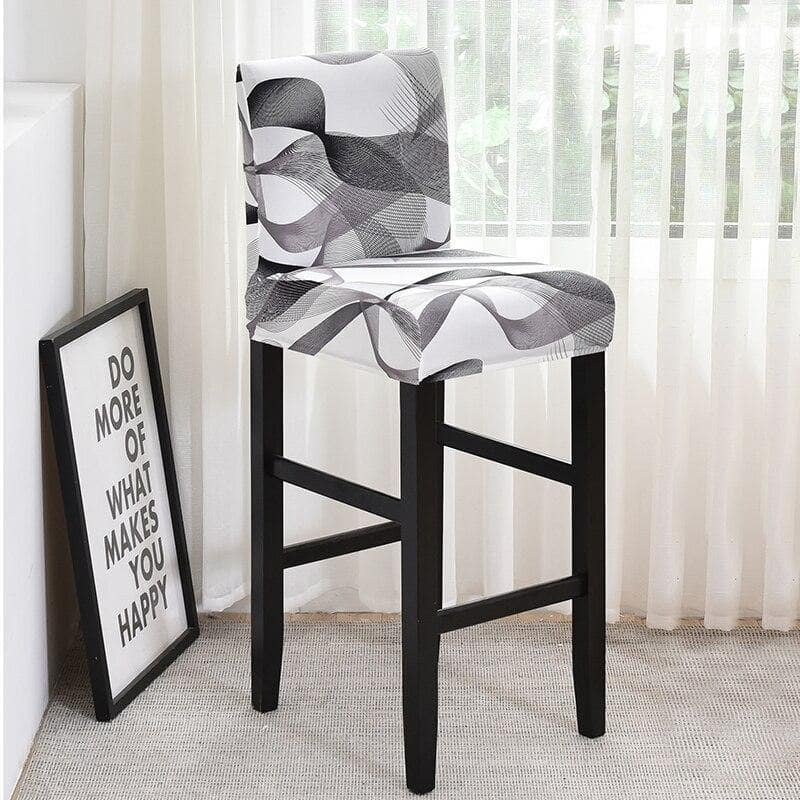 Gray and White Patterned Bar Stool Cover