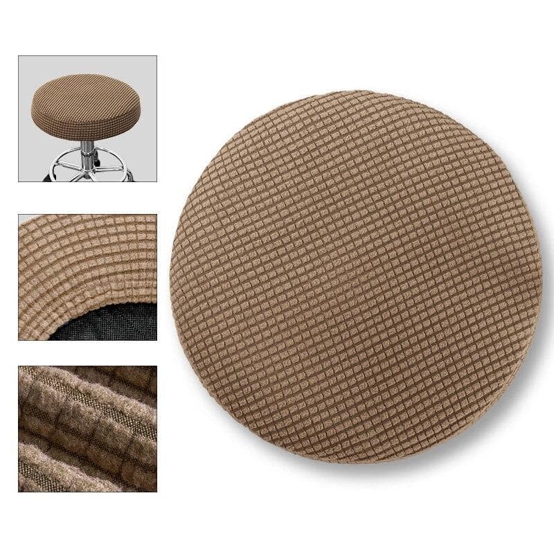 Taupe Brown Round Bar Stool Cover