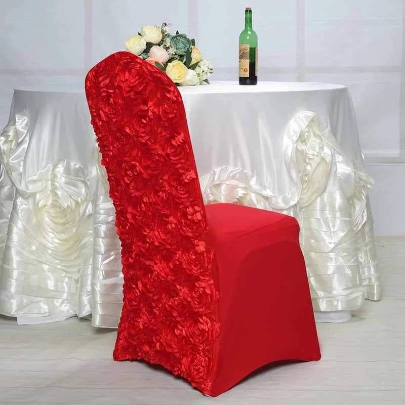 Red Flower Wedding Chair Cover