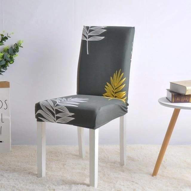 Gray Chair Cover with Yellow and White Leaves Lola