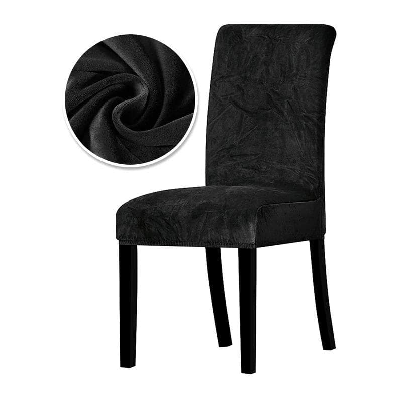 Deep Black Velvet Chair Cover