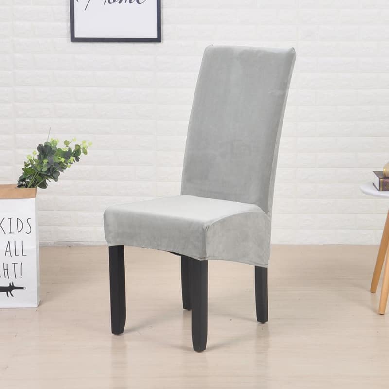 Metal Gray Velvet Large Chair Cover