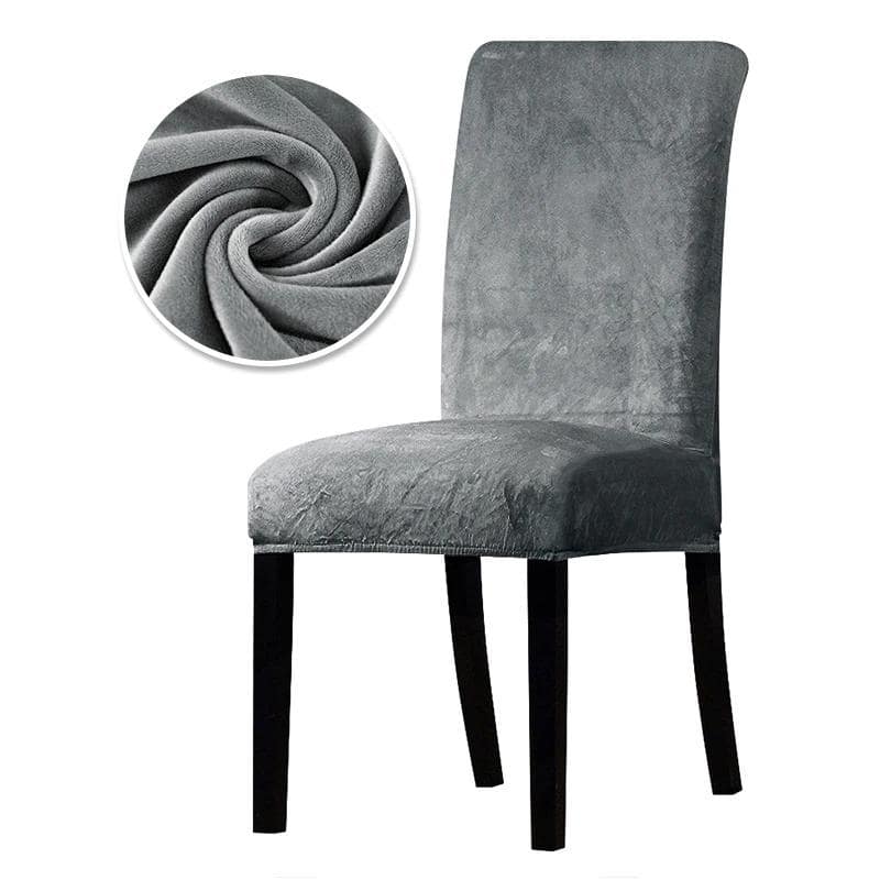 Silver Gray Velvet Chair Cover
