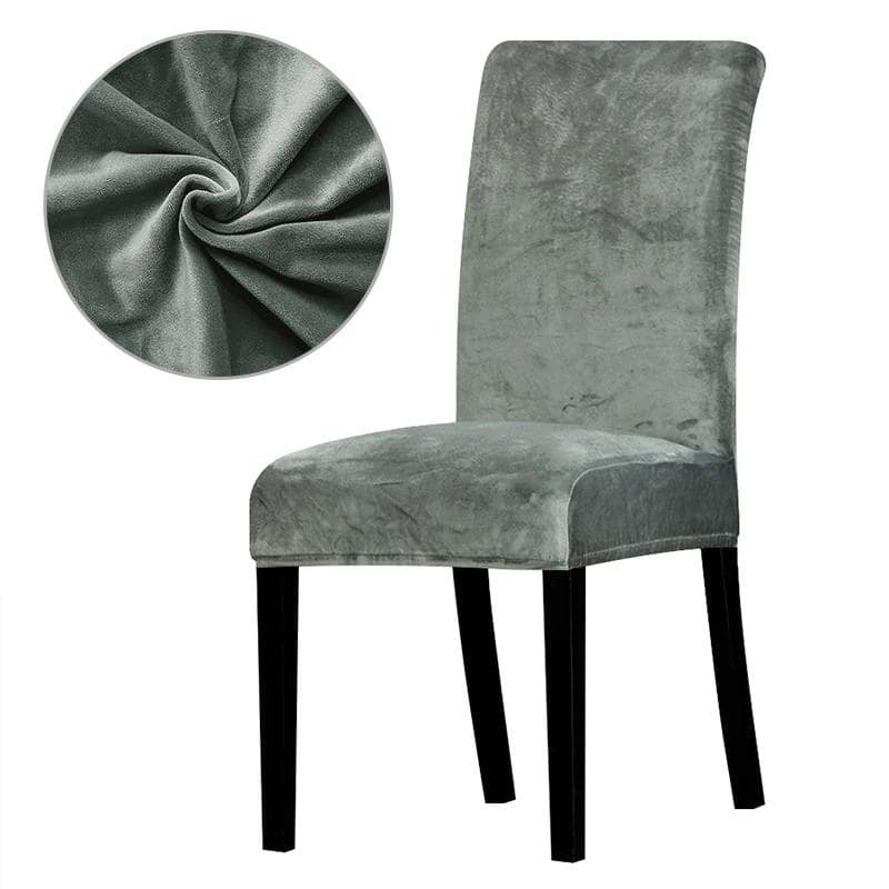 Deep Gray Velvet Chair Cover