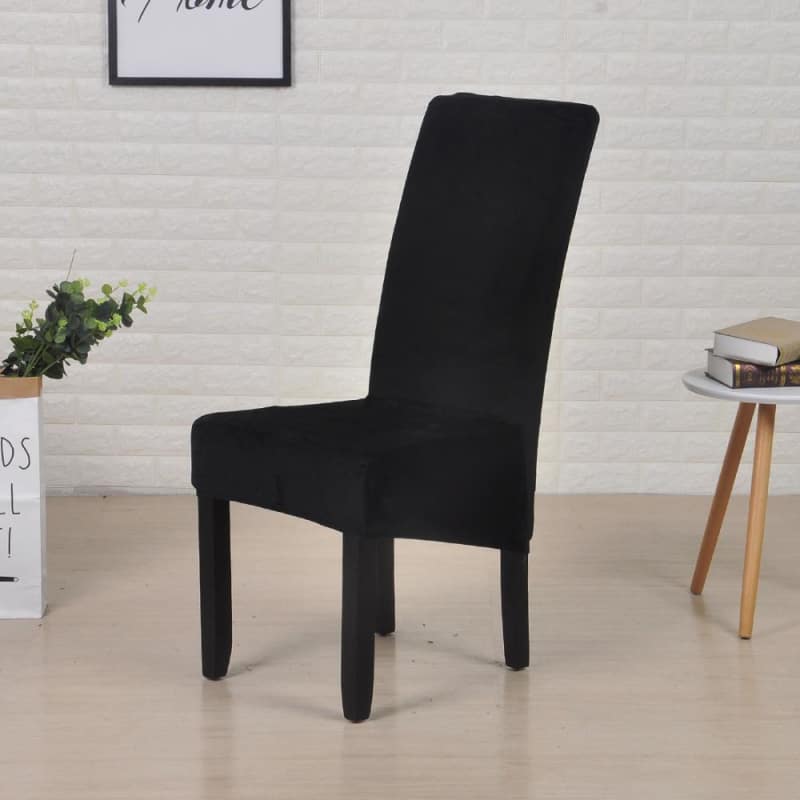 Large Size Solid Black Velvet Chair Cover