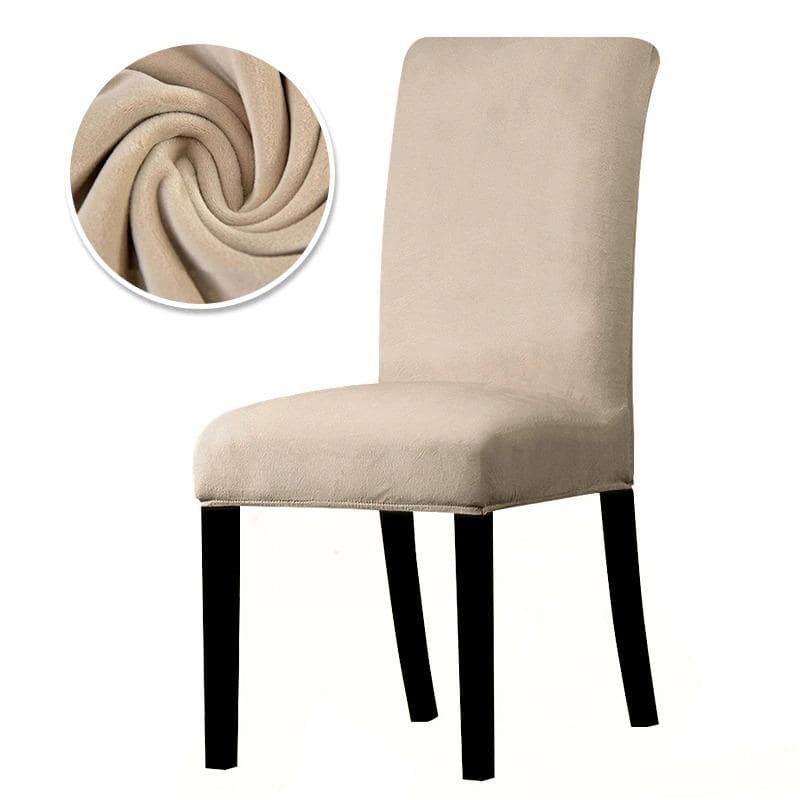 Beige Velvet Chair Cover