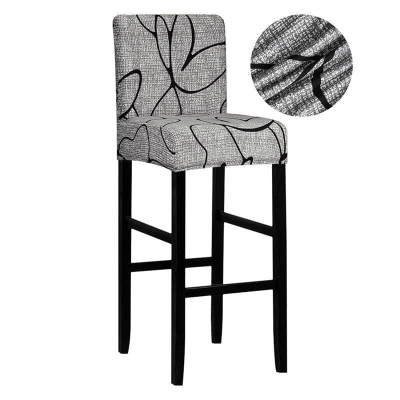 Gray Bar Stool Cover with Black Patterns