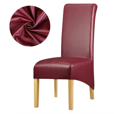 Burgundy Red Faux Leather Deluxe Chair Cover