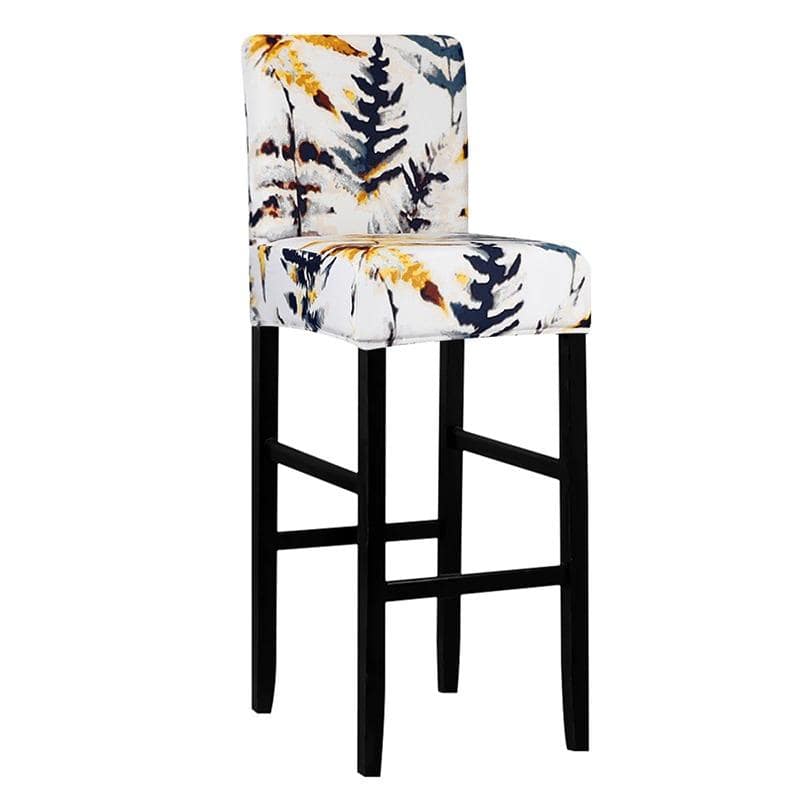 Floral White Bar Stool Cover