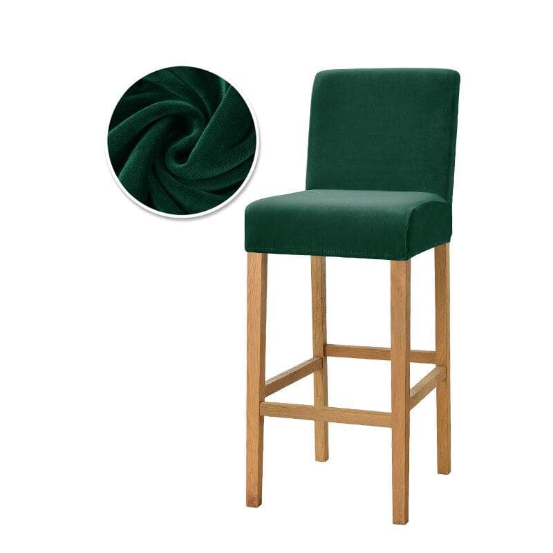 Dark Green Velvet Bar Stool Cover